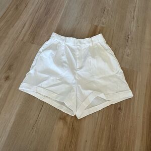 White Pleated Shorts